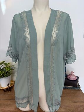 NWT Vero Moda Sage Lace Kimono Cardigan L